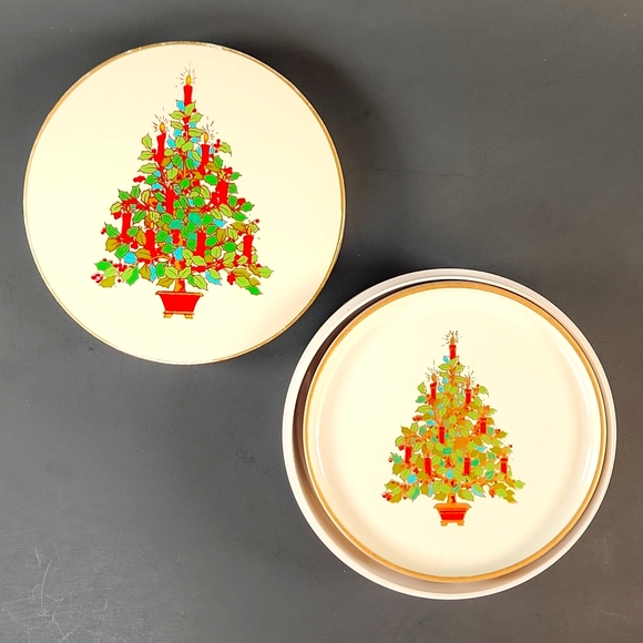 Otagiri Laquerware Holiday Coaster set presentation box Vintage 70s - Picture 4 of 12